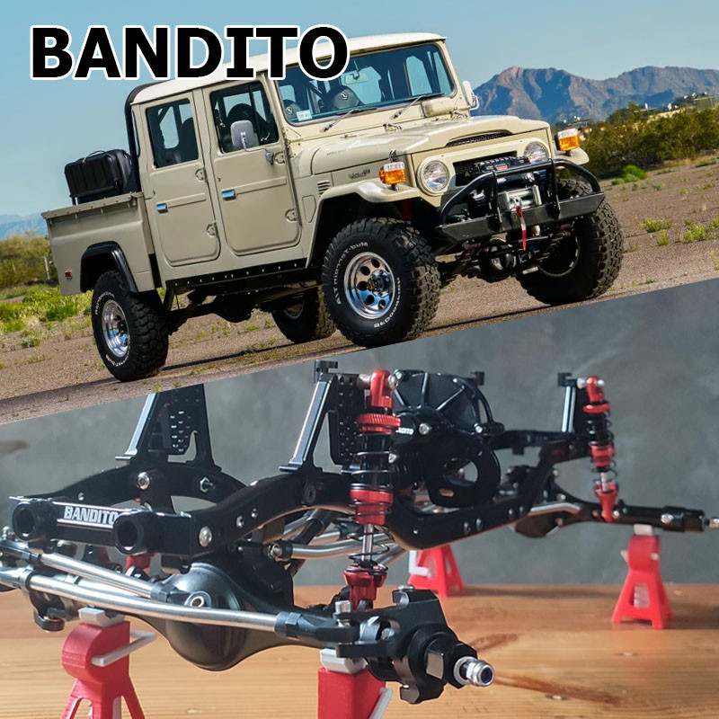 BANDITO KIT RC Adventure SCX10II Full Metal V3 FJ SERIES HITAM Skala 1/10 313mm for KYX Freemen RGT 