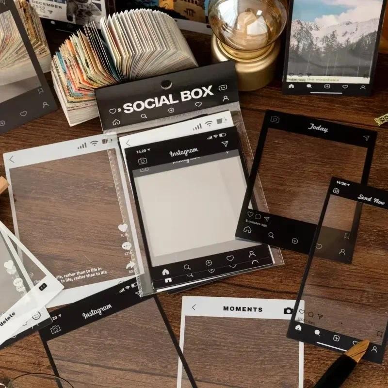 

15 Sheets Vintage photo frame PET stickers DIY album photo film stickers diary magazine decorative label stickers