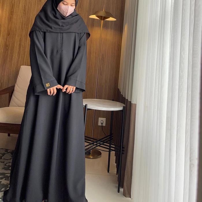 Abaya Basic Polos / Abaya Raya Polos Muslim Wolfis Gamis Hitam - Hitam, S