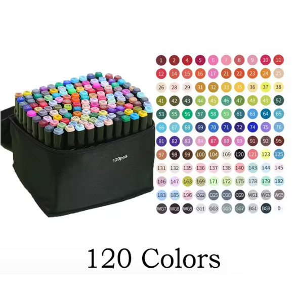 

Spidol Dual Side Fine Art Brush Art Marker Set 120 Warna With Tas Penyimpanan