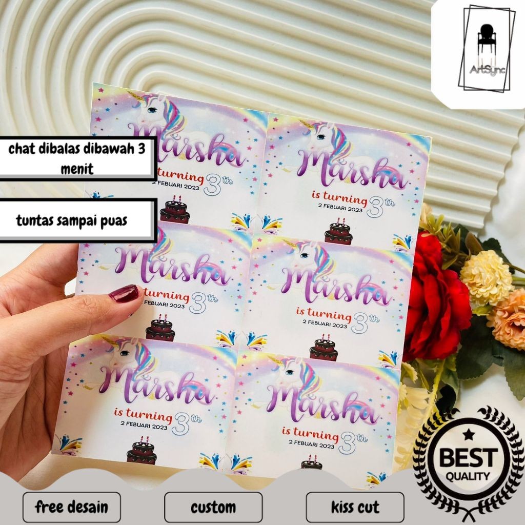 

Syncart Print Sticker Ulang Tahun Anak Stiker Label Ultah Ulang Taun Bentuk Persegi Free Desain