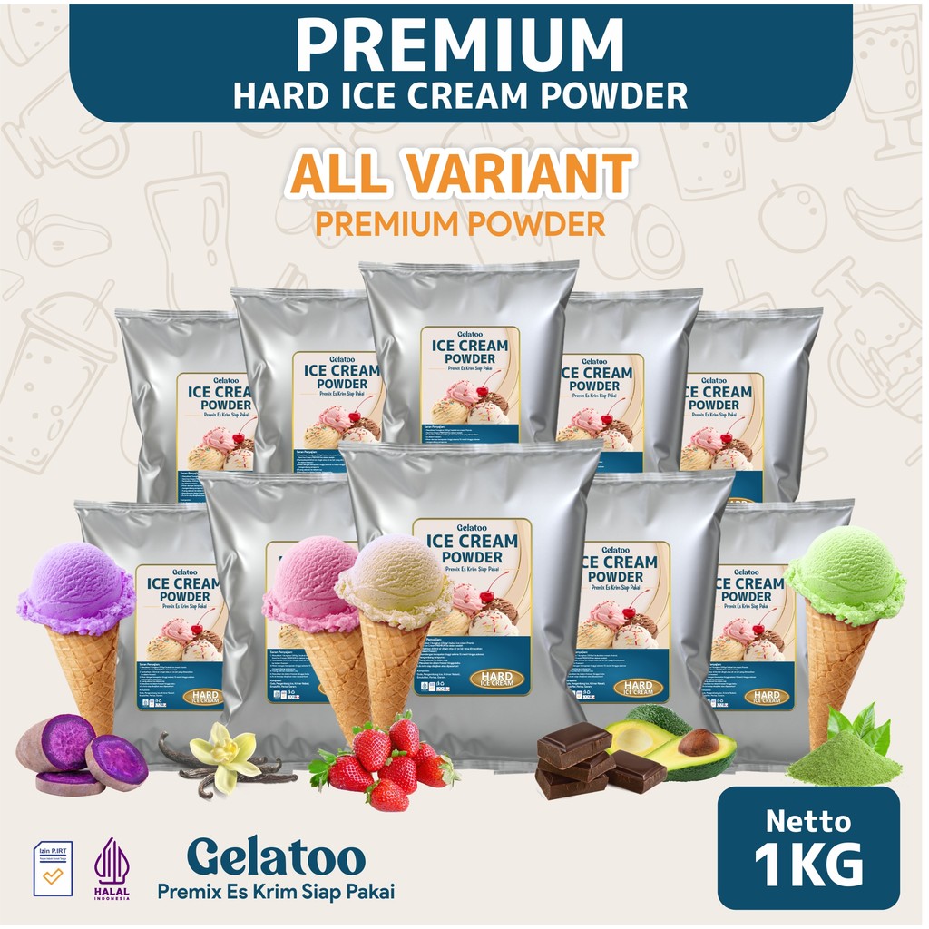 

Bubuk Es Krim Hard Ice Cream Gelatoo Aneka Rasa 1 Kg