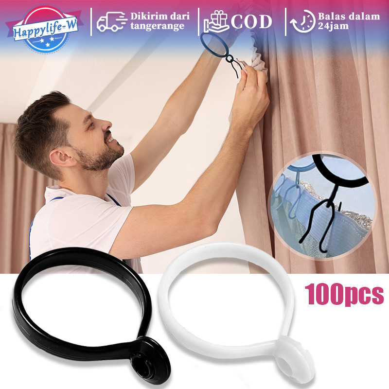 Isi 100 Ring Pipa Gorden Plastik Ring Gantungan Gorden Cincin Ring Gorden