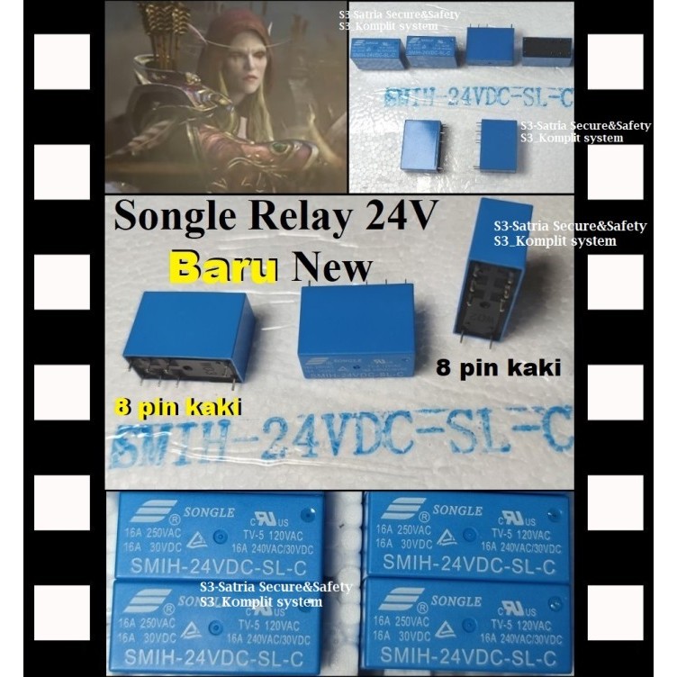 Songle Relay 24v 8 Pin DC 24 V rilay 8p P 8 pin kaki 8kaki 24VDC rilai