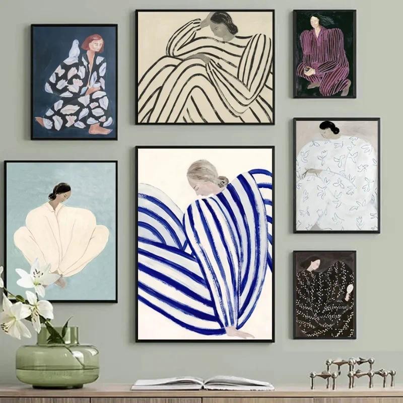 

Nordic Posters And Prints Abstract Line Geometry Curve Girl Modern Wall Art Canvas Painting Wall Pictures For Living Room Decor