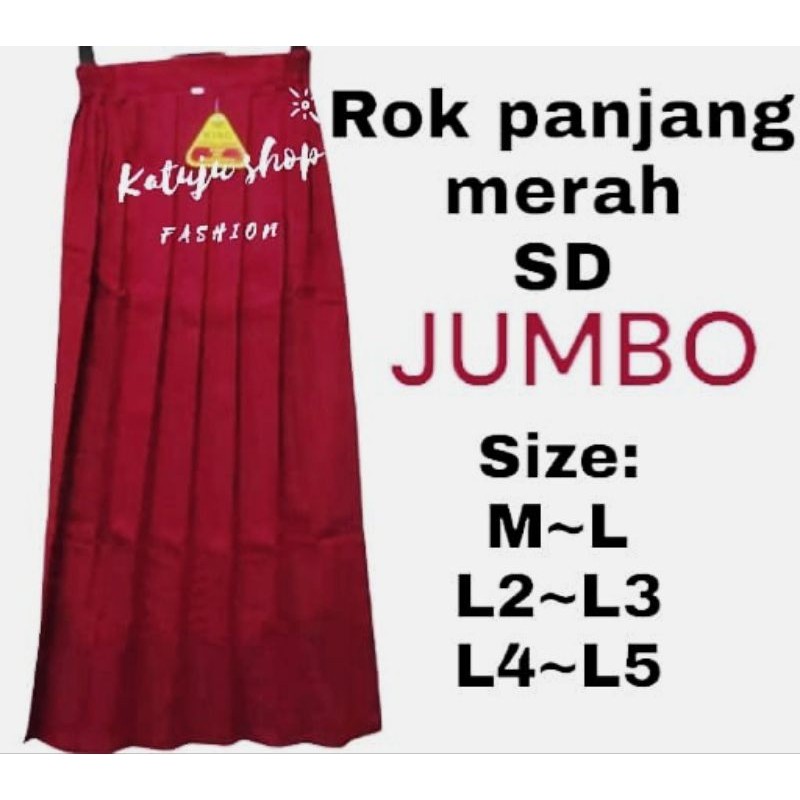 Rok panjang merah seragam sekolah SD ukuran JUMBO Rok merah seragam sekolah SD