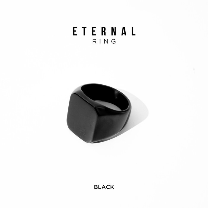 promo  -ETERNAL Ring Cincin Titanium Anti Karat Pria nita - Project 97 - Black, 17