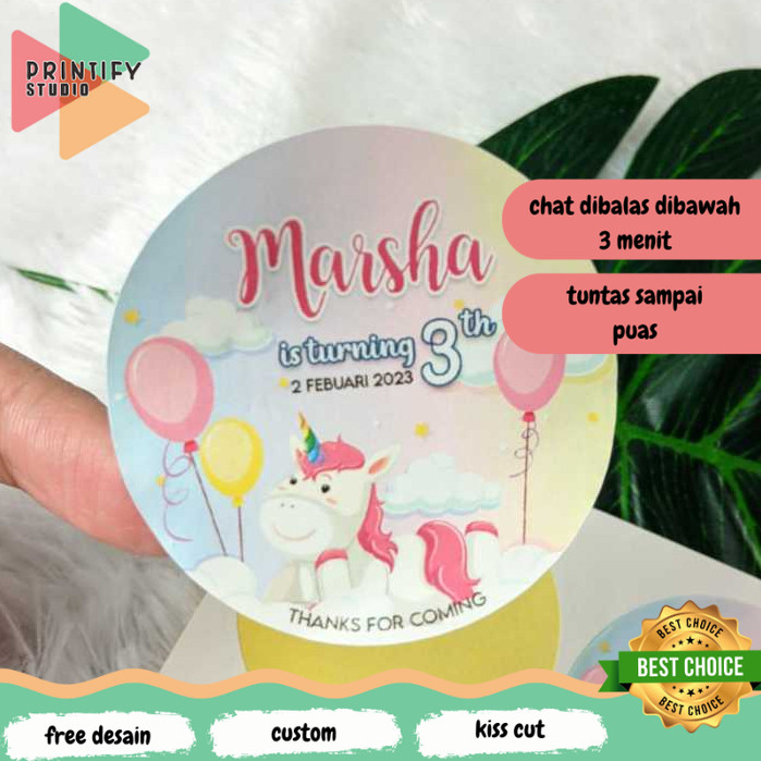 

Printify Sticker Bulat Ulang Tahun Anak Stiker Ultah Free Design Template Birthday Bahan Chromo