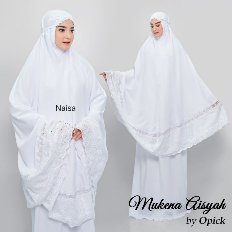 BAHAN PREMIUM / By Naisa - Mukena Dewasa Putih Polos Rempel Renda | Mukena | Mukena Aisyah | Mukena 