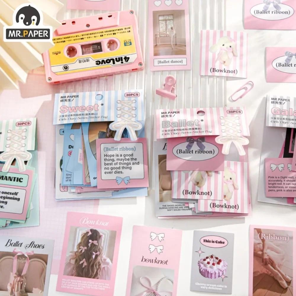 

Mr. Paper Pink Girl Heart Cute Sticker Pack Art Style Sealing Sticker Handbook Decoration Decal Stationery 30pcs/pack