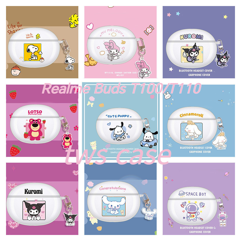 TWS Case for Realme buds T110 Casing pelindung transparan Realme Buds T100 Cartoon Protective Case