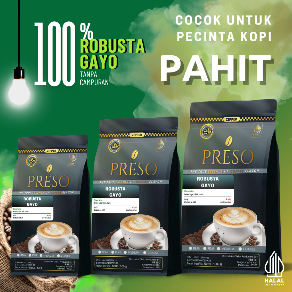 

【SAVORY】 SALE!! PRESO Biji Kopi Bubuk Robusta Gayo Aceh Sumatra Coffee Roast Beans Espresso Bean (200g/500g/1000g)