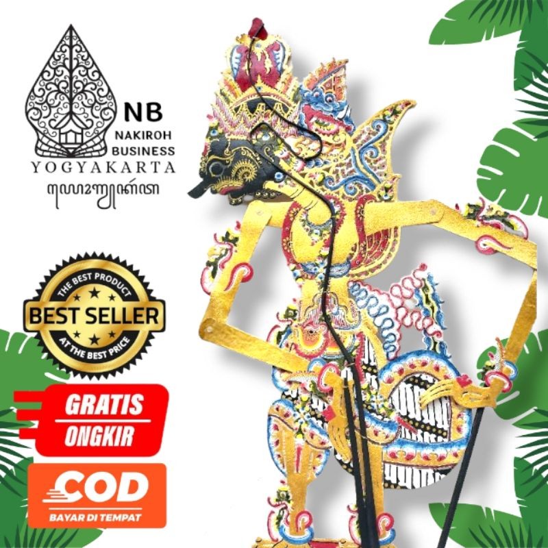 Wayang Kulit Asli Duryudana/Duryudono Emas Brom Alusan Ukuran Standar Dalang
