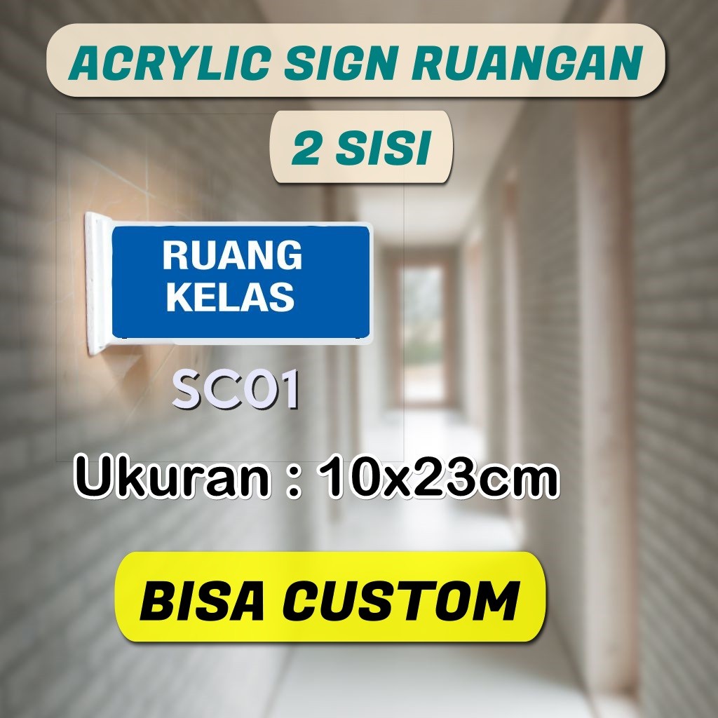 

Acrylic Sign Board Petunjuk Pintu Nama Ruangan Kelas Sekolah CUSTOM Material Akrilik