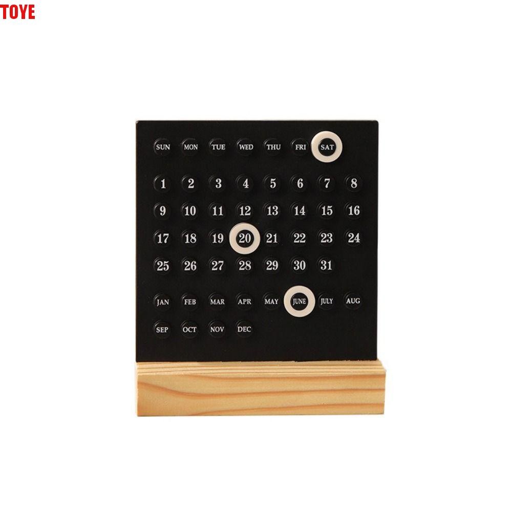 

Wooden Base Acrylic DIY Calendar Handmade Detachable Acrylic Date Planner 3 Rings Hand-Operated Manual Perpetual Calendar
