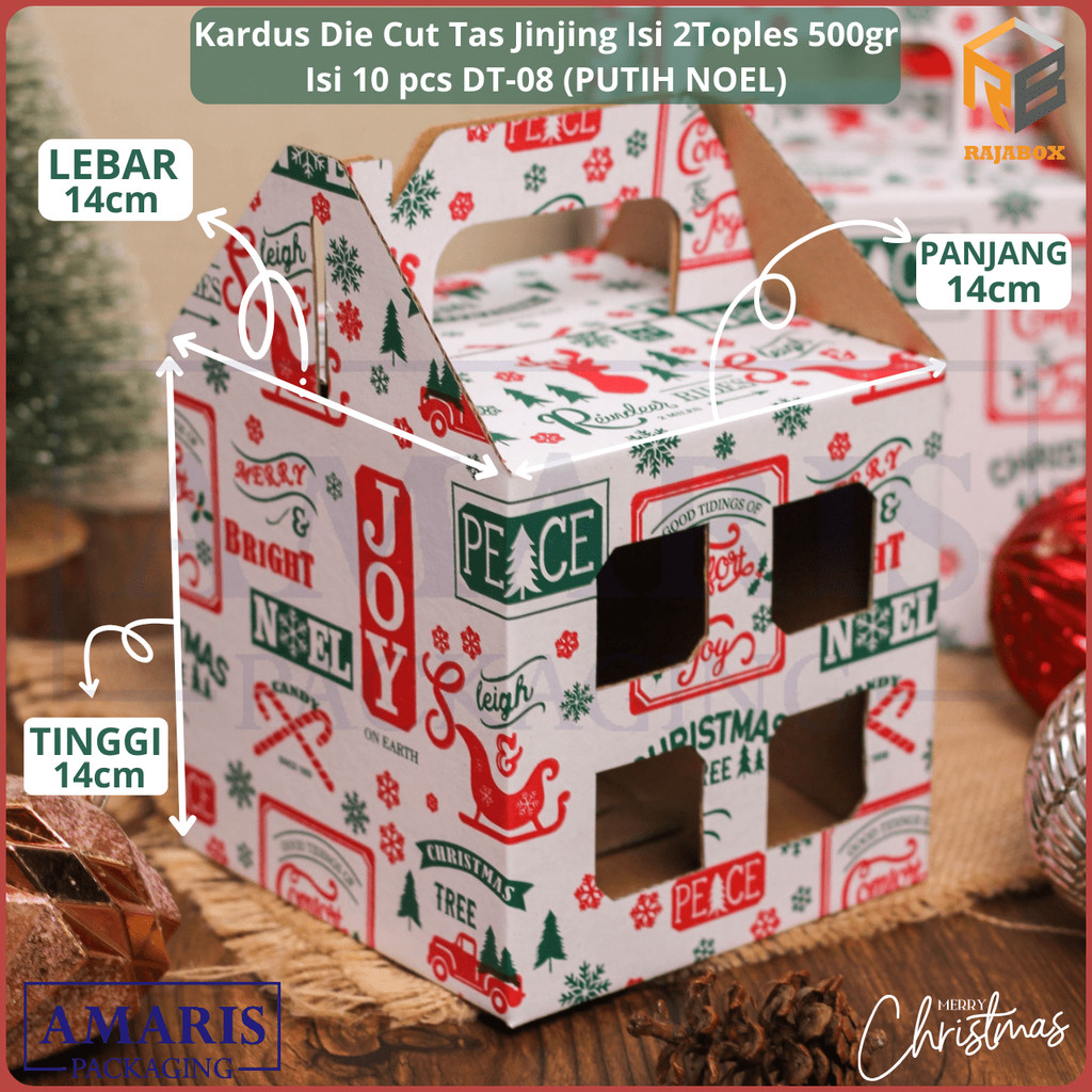 

DT-08 Kardus Die Cut Tas Jinjing Isi 2 Toples 500gr Isi 10 Pcs Rajabox Packaging