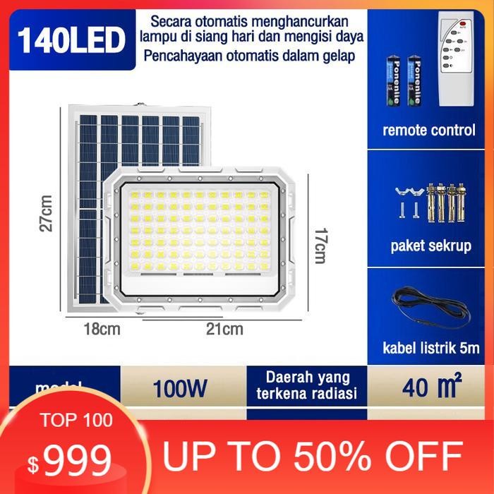 LAMPU SOROT SOLAR CELL LED lampu tenaga surya MATAHARI PANEL SURYA - 100W