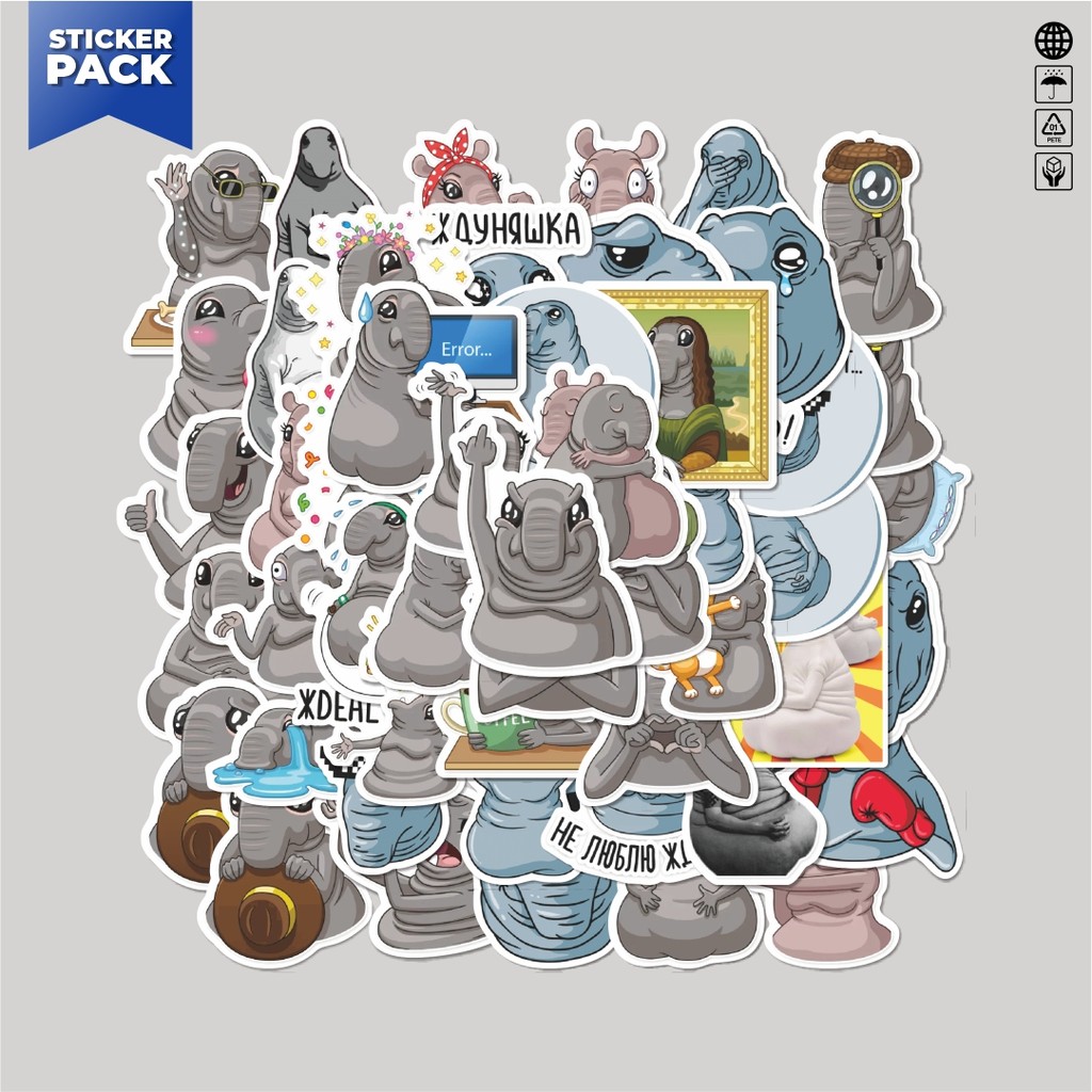 

[100PCS]Stiker Pack Stiker Kartun Homunculus loxodontus Aesthetic Vinyl Anti Air Dekorasi Sticker Laptop Buku Journal Koper Helm Casing HP Gitar Helm Skateboard
