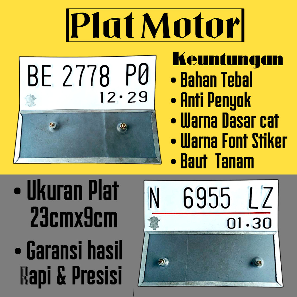 plat motor baru  variasi + Request nama + Baut tanam SEPASANG