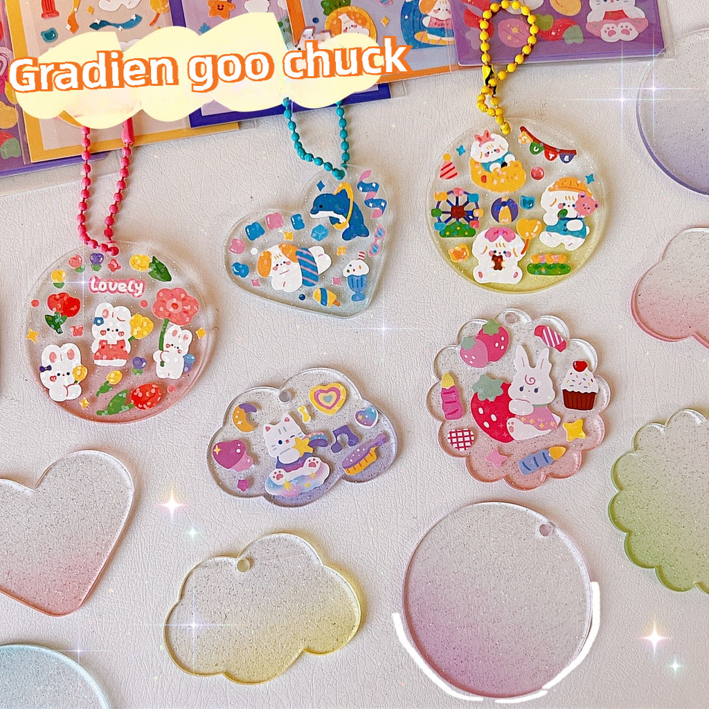 

[Pengiriman 24 Jam] 5pcs Gantungan Kunci Bahan Akrilik Transparan Dengan Manik-Manik