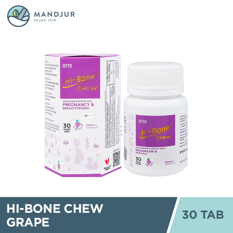 Hi-Bone Chew Grape 30 Tablet - Suplemen Ibu Hamil dan Menyusui