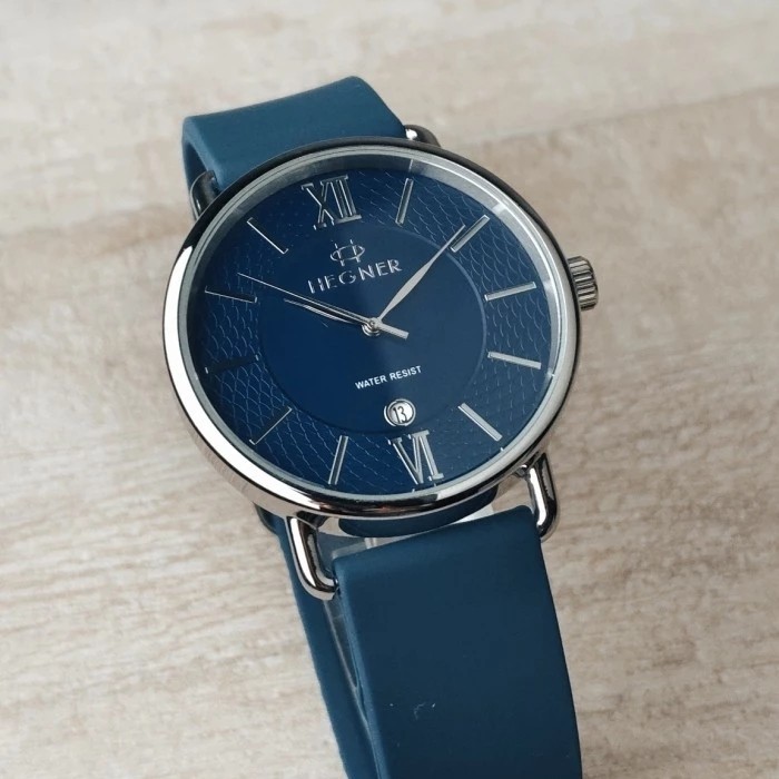 Jam Tangan Pria Hegner Tali Rubber Biru