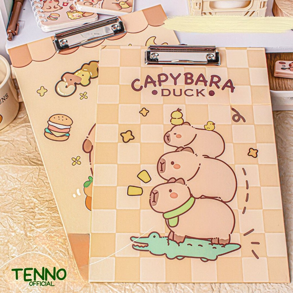 

TENNO Tatakan Kertas Ujian Papan Jalan A4 Single Layer Motif Capybara Cute Kartun Kapibara Lucu Aesthetic Estetik Bahan Tebal