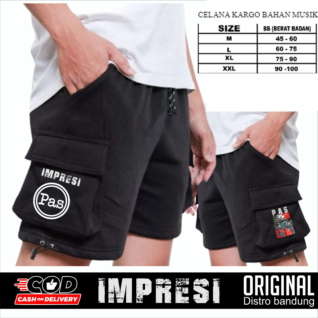 celana kargo bahan band PAS BAND IMPRESI distro original | celana pendek kargo MUSIK band PAS BAND 2