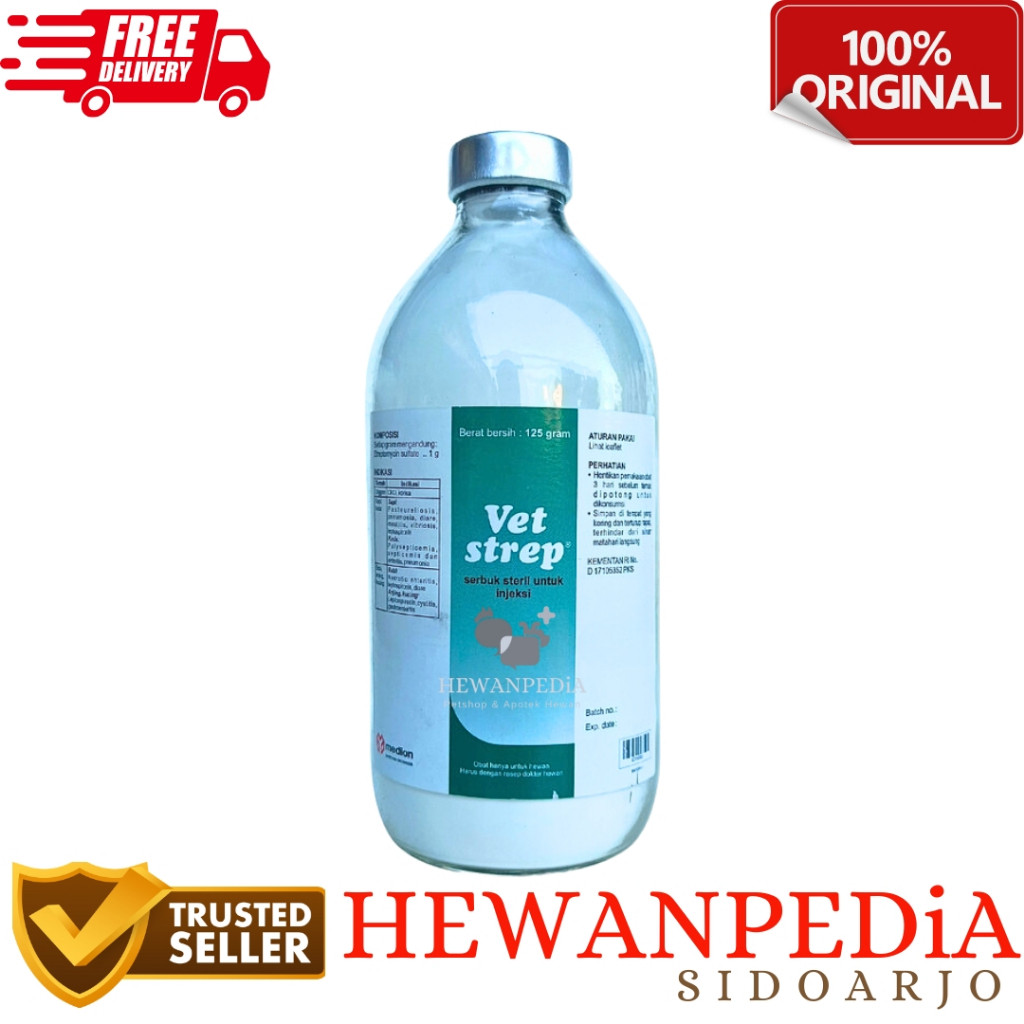 VET STREP 125 gr VETSTREP Hewanpedia - Obat Hewan Mastitis Crd Ngorok Batuk Flu Penyakit Pernafasan 
