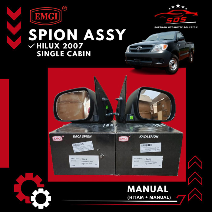 Spion Toyota Hilux 2007 2012 Single Cabin Manual Hitam EMGI
