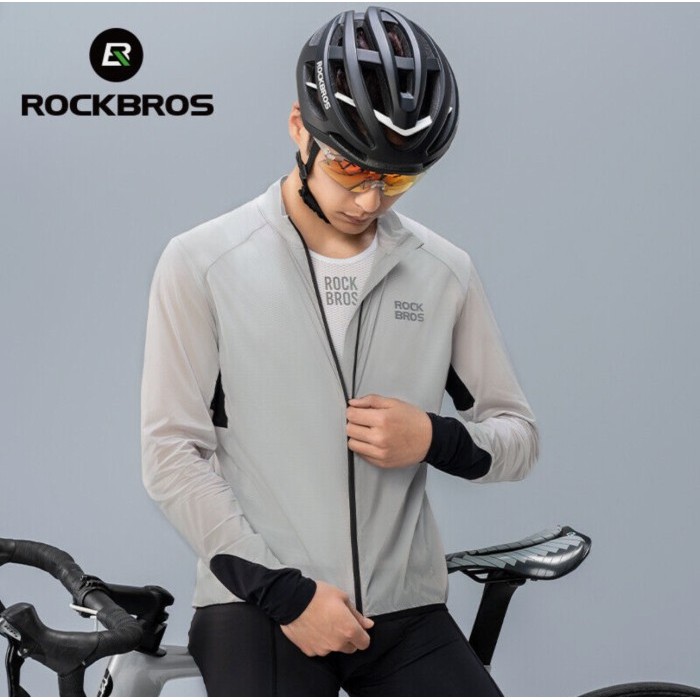 ROCKBROS XL Unisex Jaket Pelindung UV Lightweight Long sleeve Cycling Windbreaker Outdoor Cool Anti 