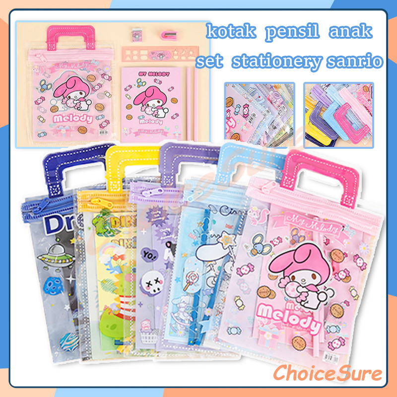 

set alat tulis anak/alat tulis set kotak pensil karakter/kotak pensil anak set 6 in 1 stationery untuk hadiah anak sekolah sanrio