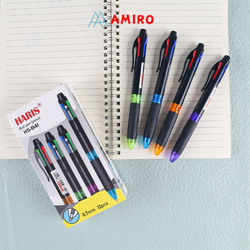 

RB (0.7mm) Ball Pen Pulpen 4 Warna 1 Box=12 Pcs Pena 4 Color Haris Colours Quaco