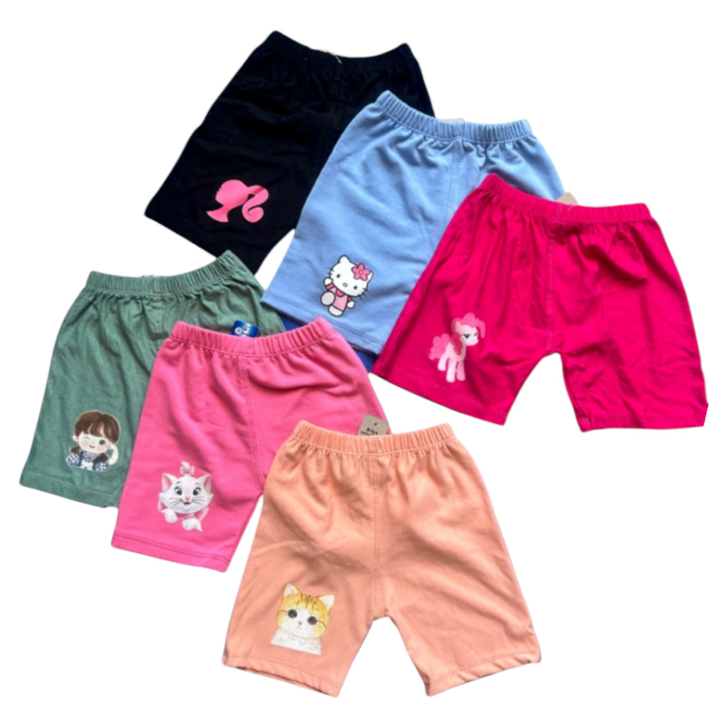 6 PCS Celana shot anak perempuan motif KARAKTER LUCU 3-10th celana pendek BOXER anak sot legging