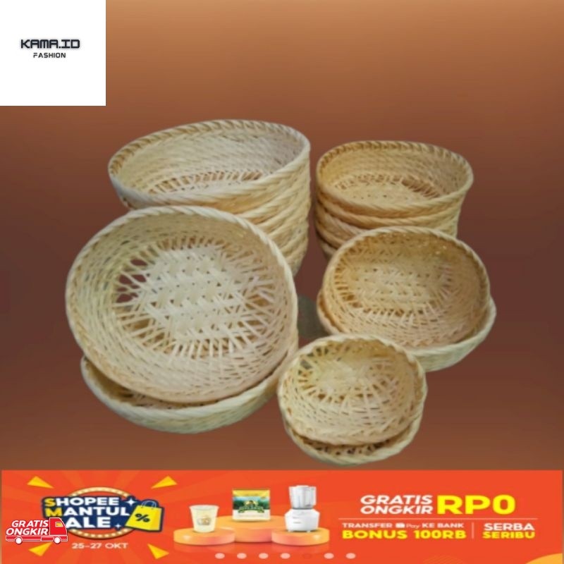 Anyaman Terkini / Anyaman Bambu Tempat Penyimpanan Snack Parsel Keranjang serbaguna