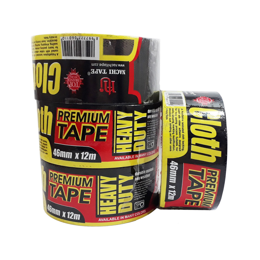 

NACHI 46ml Cloth Tape Lakban Hitam Solasi Kain Isolasi 46 mm