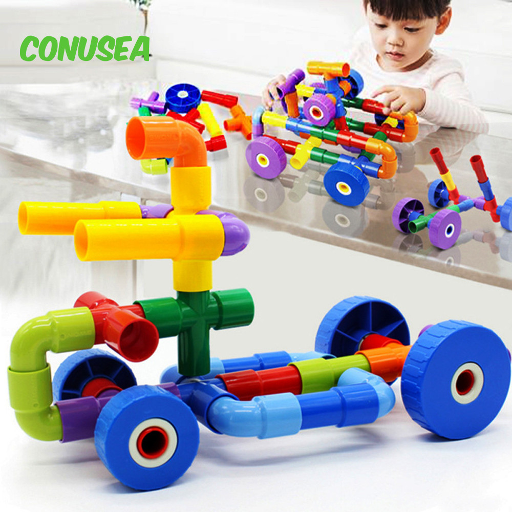 Marble Run Race Building Block Bricks 3D Children Diy Assemble and Insert Toys with Pipe Blocks Educ