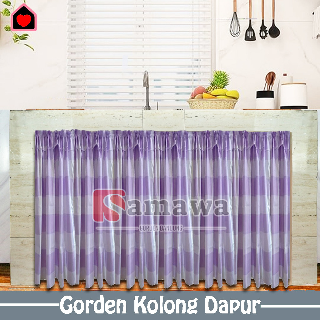 SAMAWA Gorden Kolong Meja Kompor Dapur Ukuran Lebar 100x60cm Motif Emely Ungu