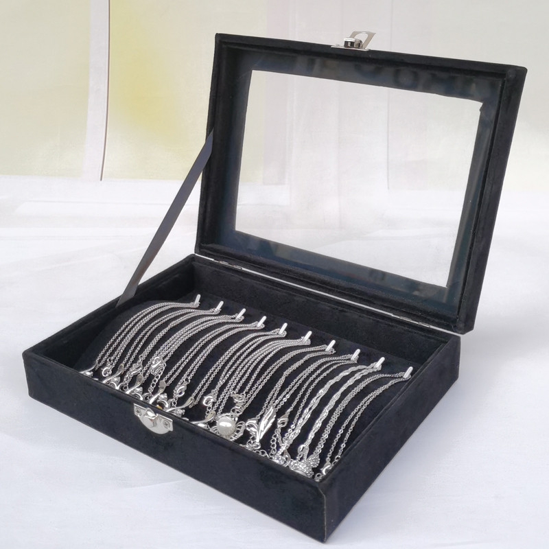 

Black Jewelry Box Bracelet box necklace box arched small box display box flannel cover jewelry storage box