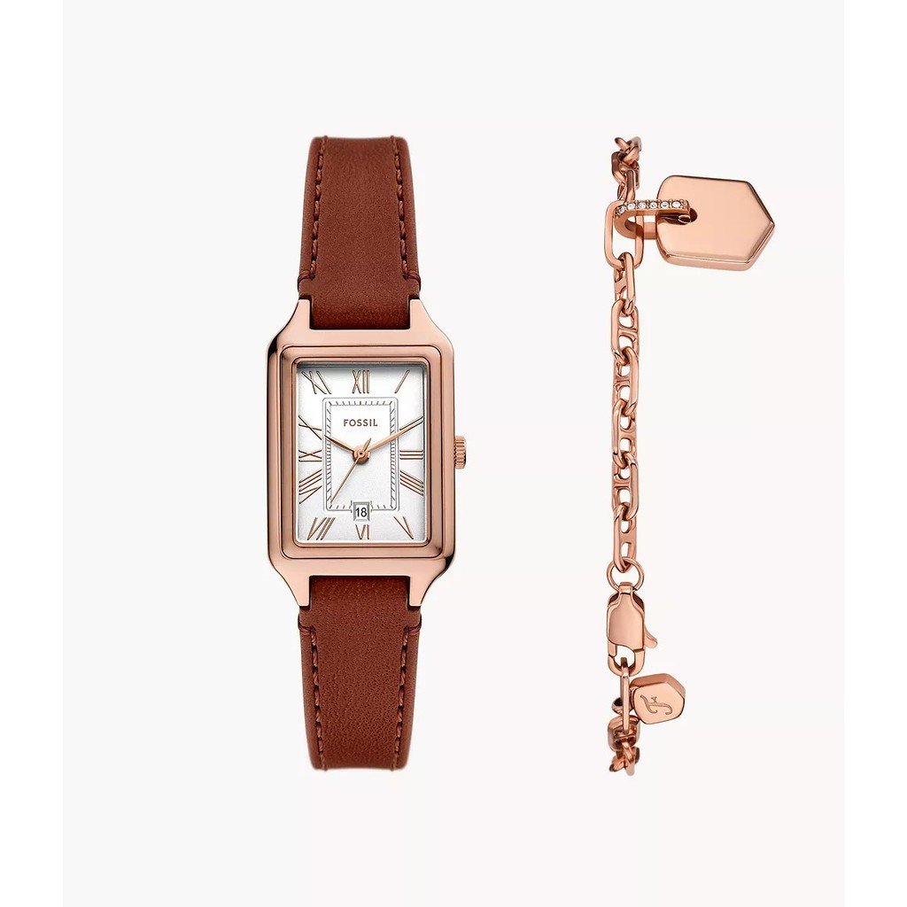 Fossil Analog Raquel  Brown Leather Jam Wanita 23MMX38MM ES5377SET