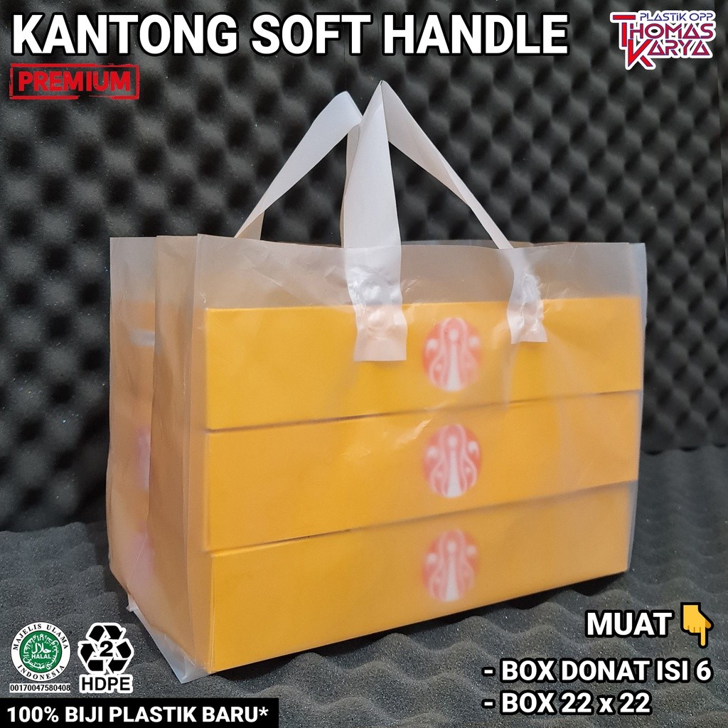 Kantong Plastik 30x30 Box Donat Isi 6 Soft Handle isi 50 Kemasan Bening Dus Pizza Brownies