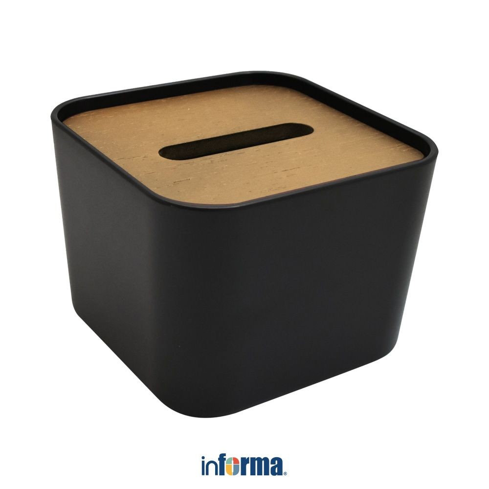 Informa 13x13x9.5 cm Zen Kotak Tisu - Hitam Tissue Box Holder Tempat Tisu Aesthetic Wadah Penyimpana