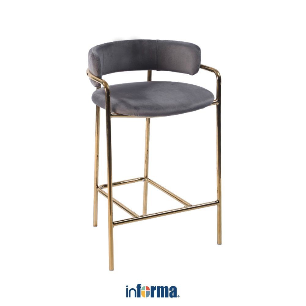 Informa Lenola Bangku Bar - Abu-Abu Bar Stool Kursi Kafe Bartending Dengan Sandaran Furniture Ruang 