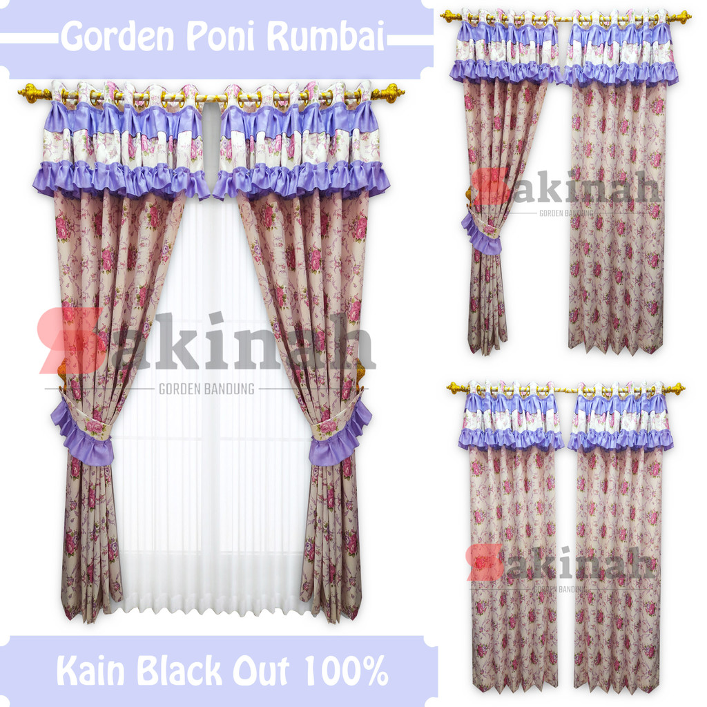 SAKINAH Gorden Jendela Poni Rumbai Mewah Panjang 100x250