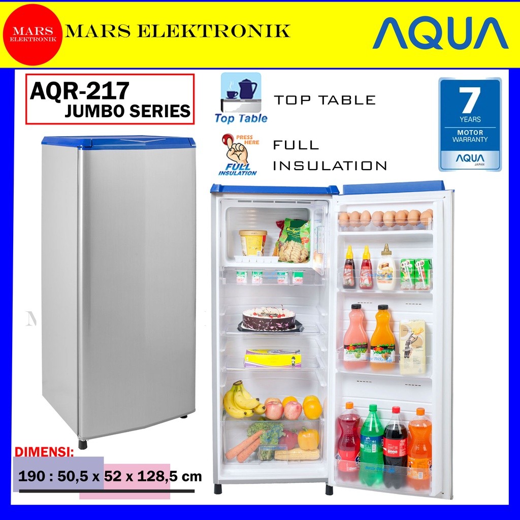 aqua AQR-D217 Lemari Es 1 Pintu - Silver