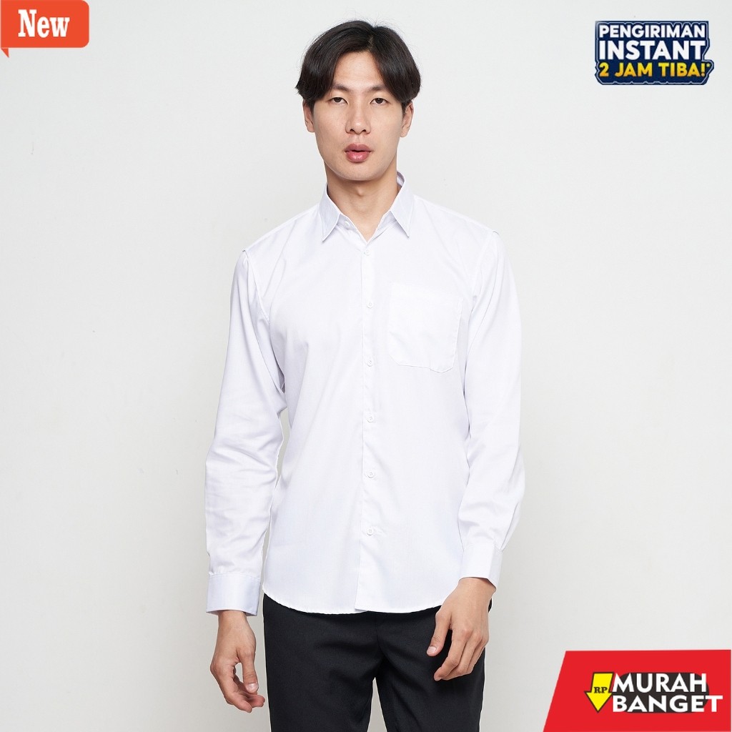 kemeja formal pria Parayu - Kemeja Putih Pria Basic Formal Untuk Jas Blazer Kantoran