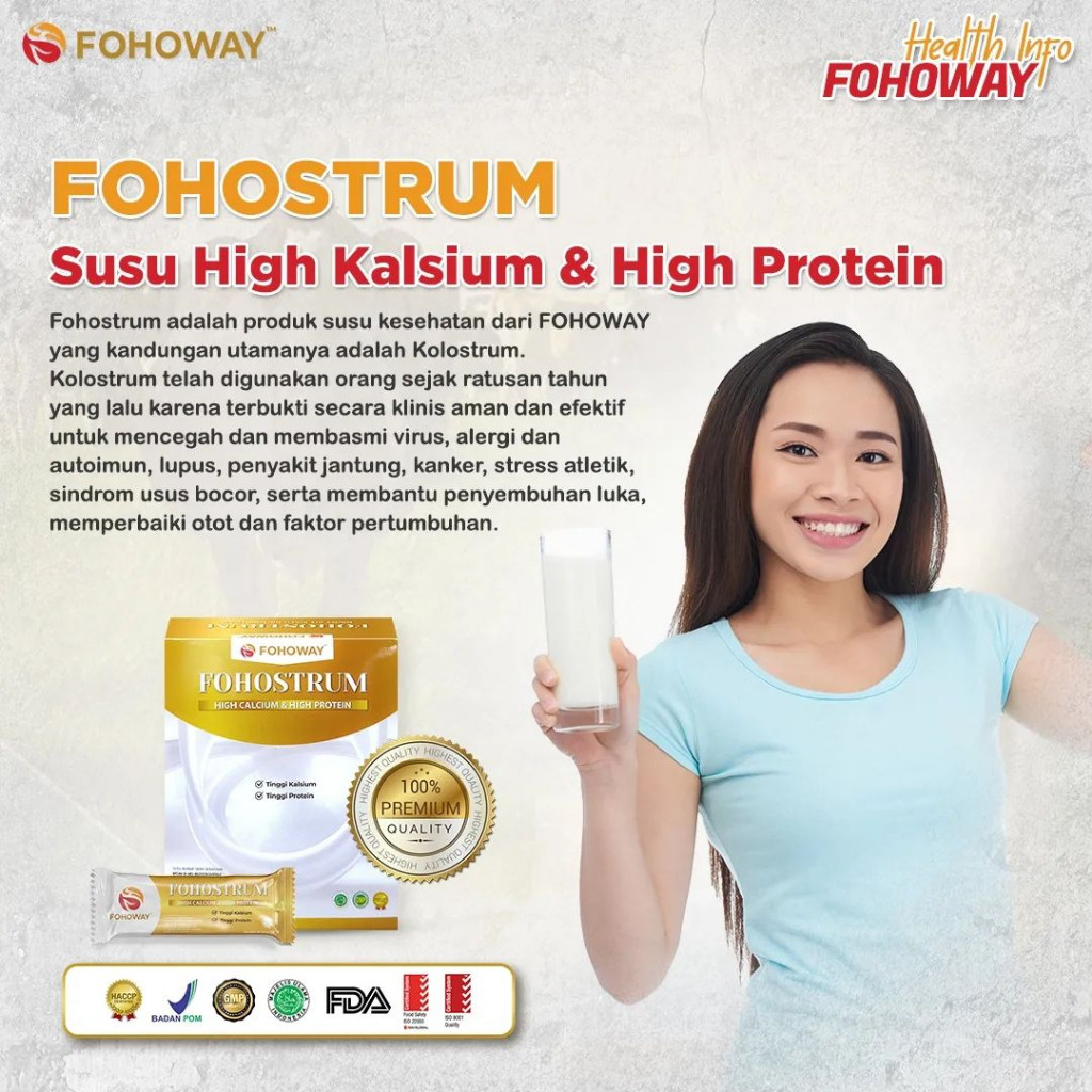 Fohoway Fohostrum Kalsium Protein Kolostrum Peninggi Badan Penambah Massa Otot Imunitas