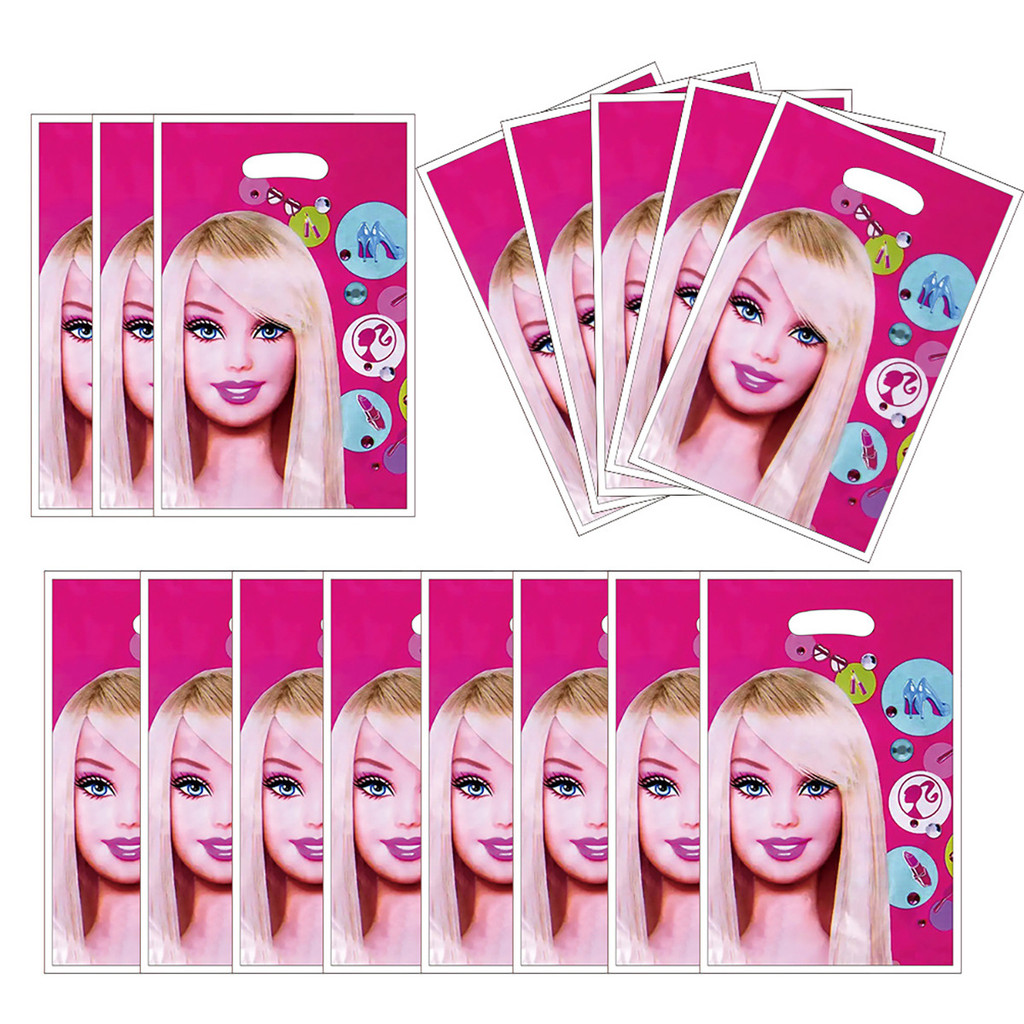 

10pcs/lot barbie Themed Girl's Favorite Birthday Party Candy Surprise Disposable Plastic Decorative Gifts Loot Bag