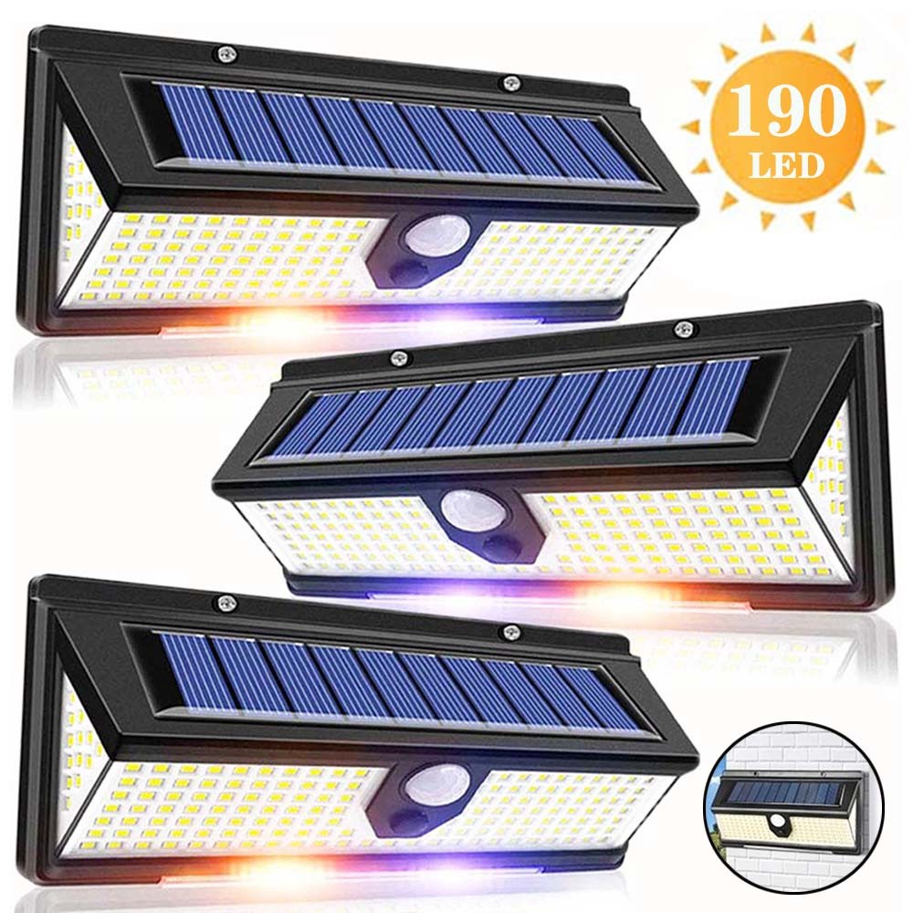 1/2/3Pcs Solar Wall Lights 190LED Outdoor Solar wall Lamp PIR Motion Sensor Solar Street Lamp Waterp