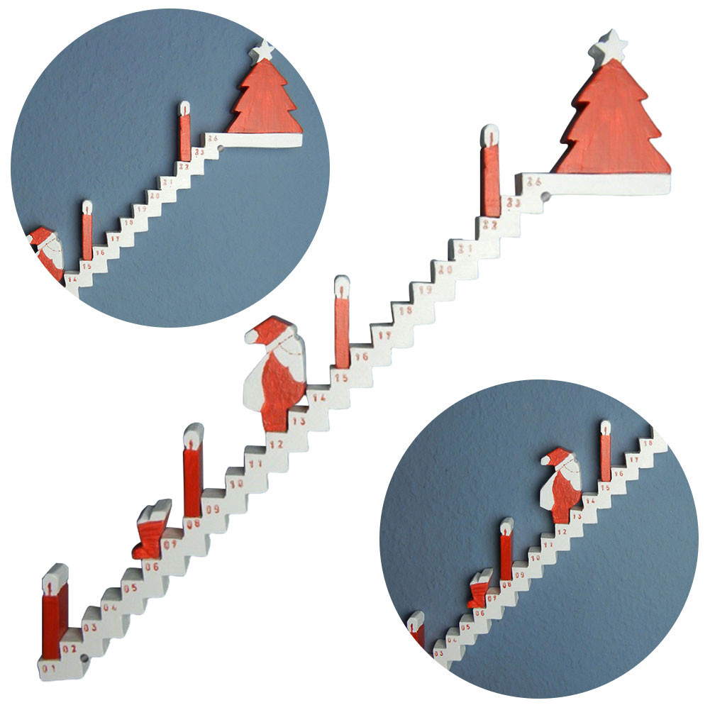 

Christmas Advent Calendar 2024 Tabletop Wooden Ornament Santa Claus Climbing Stairs Calendar 24 Days Xmas Countdown Calendar